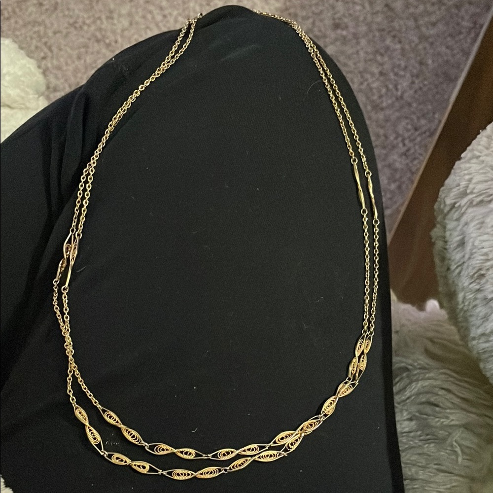 Vintage double strap Gold Chain Necklace